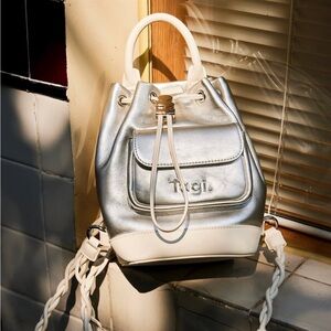 Tagi NEW WITH TAGS Mini Painter Backpack Silver and White Women's Bag